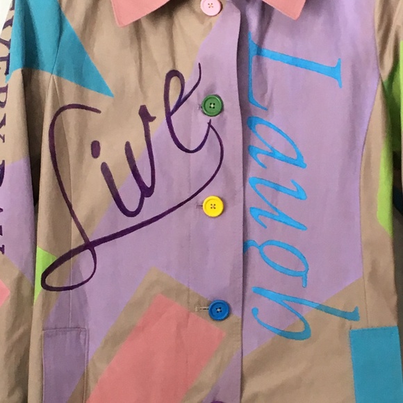 Donna Karan painted trench coat - Picture 2 of 4